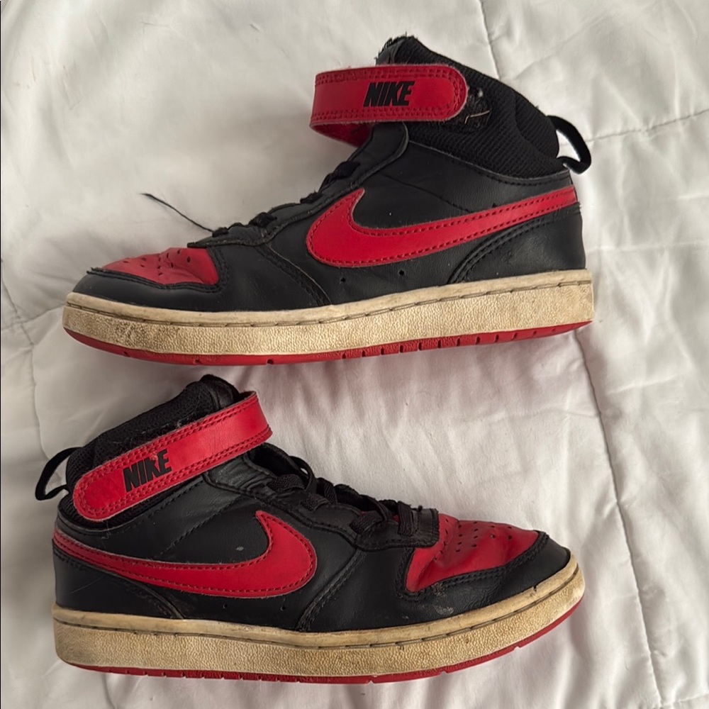 Nike Black and Red High-Top Sneakers
